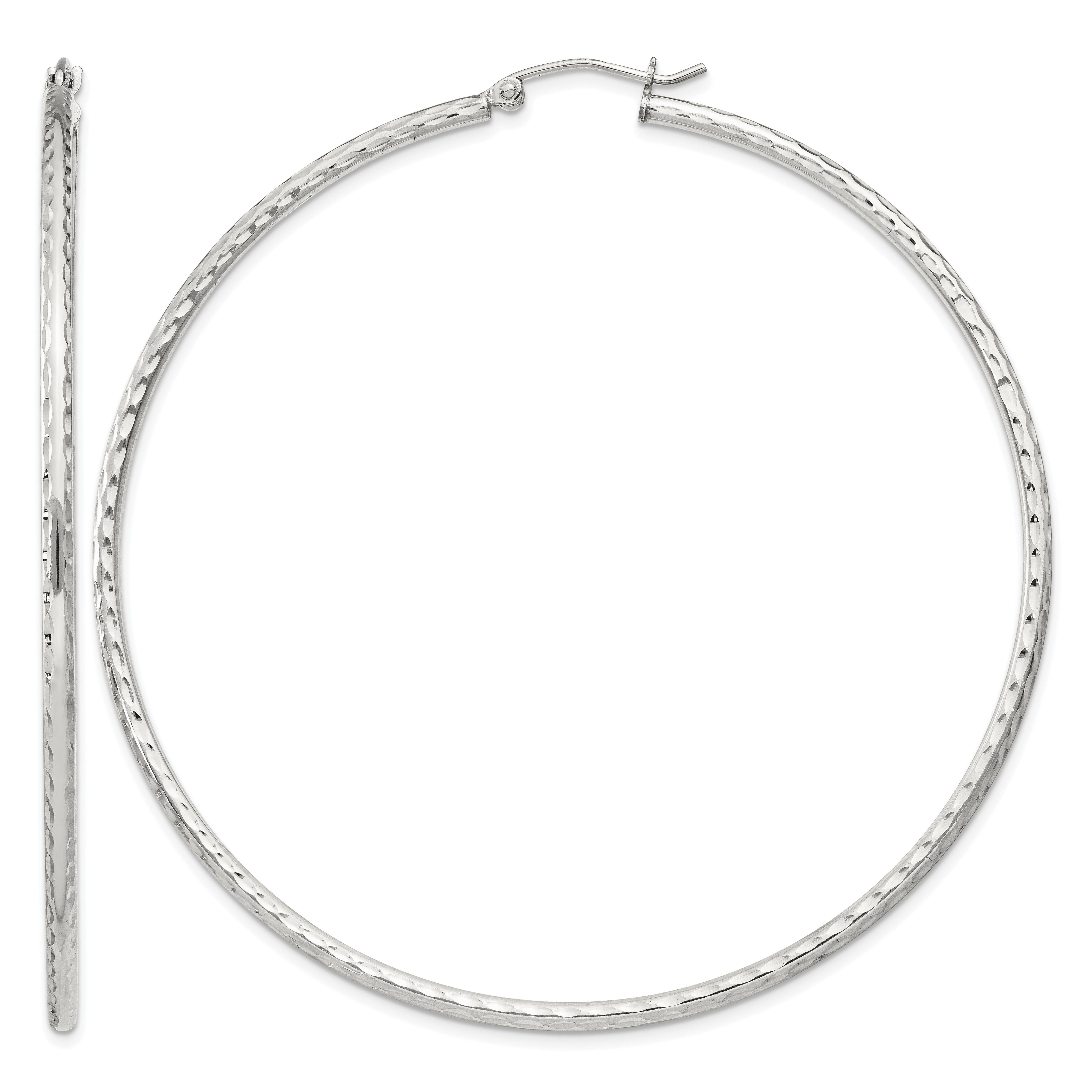 Sterling Silver 2mm Diamond Cut Hoop Earrings (QE4469SP)