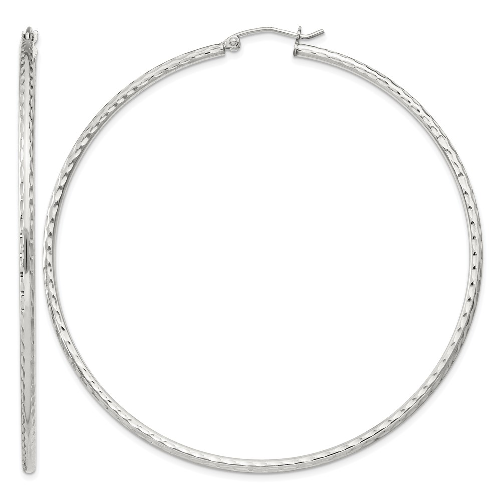 Sterling Silver 2mm Diamond Cut Hoop Earrings (QE4469SP)