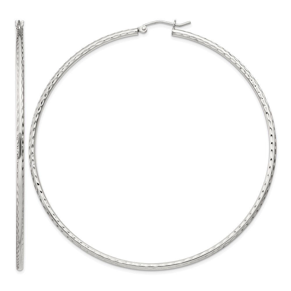 Sterling Silver 2mm Diamond Cut Hoop Earrings (QE4470SP)