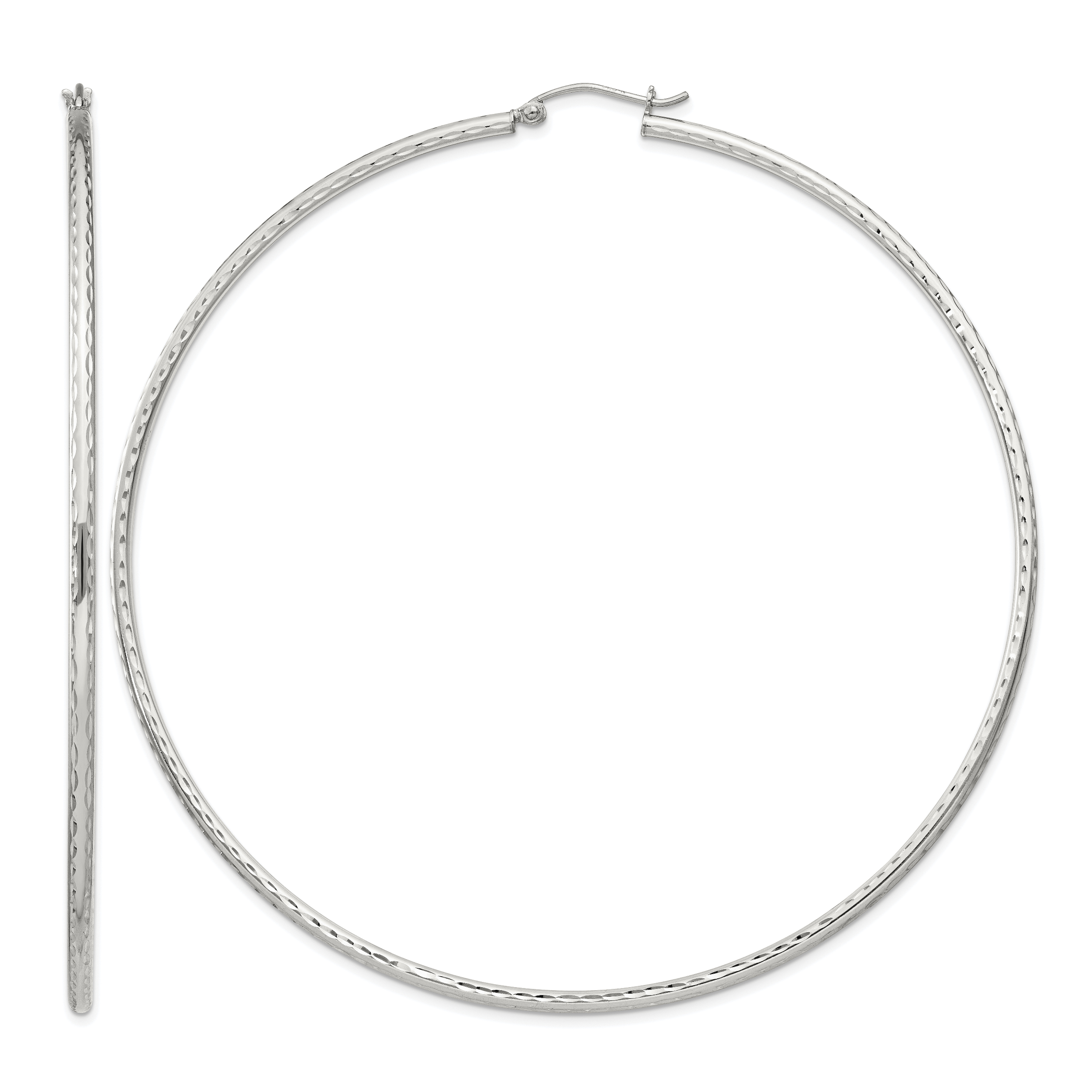 Sterling Silver 2mm Diamond Cut Hoop Earrings (QE4471SP)