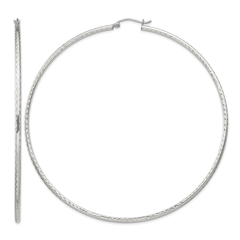 Sterling Silver 2mm Diamond Cut Hoop Earrings (QE4471SP)