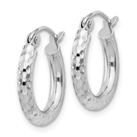 Sterling Silver Rhodium-plated 2.5mm Diamond-cut Hoop Earrings view 2