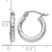 Sterling Silver Rhodium-plated 2.5mm Diamond-cut Hoop Earrings view 4