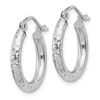 Sterling Silver Rhodium-plated 2.5mm Diamond-cut Hoop Earrings view 2