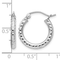 Sterling Silver Rhodium-plated 2.5mm Diamond-cut Hoop Earrings view 4