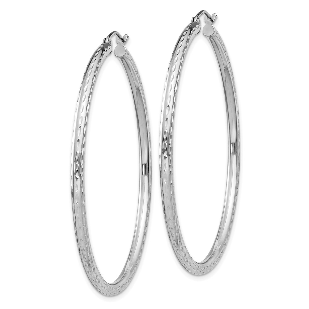Sterling Silver Rhodium-plated 2.5mm Diamond-cut Hoop Earrings (QE4476)