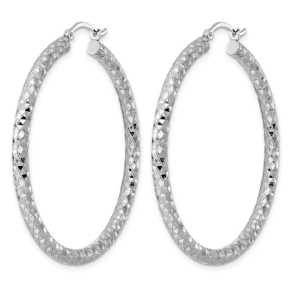 Sterling Silver Rhodium-plated 3.00mm Diamond Cut Hoop Earrings (QE4481)