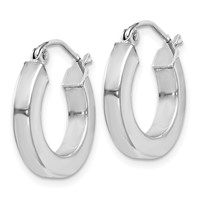 Sterling Silver Rhodium-plated 3x 17mm Square Tube Hoop Earrings view 2