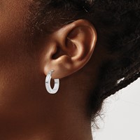 Sterling Silver Rhodium-plated 3x 17mm Square Tube Hoop Earrings view 3