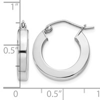 Sterling Silver Rhodium-plated 3x 17mm Square Tube Hoop Earrings view 4