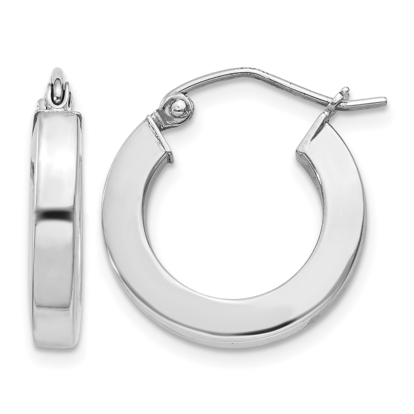 Sterling Silver Rhodium-plated 3x17mm Square Tube Hoop Earrings (QE4513)