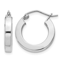 Sterling Silver Rhodium-plated 3x 17mm Square Tube Hoop Earrings view 1