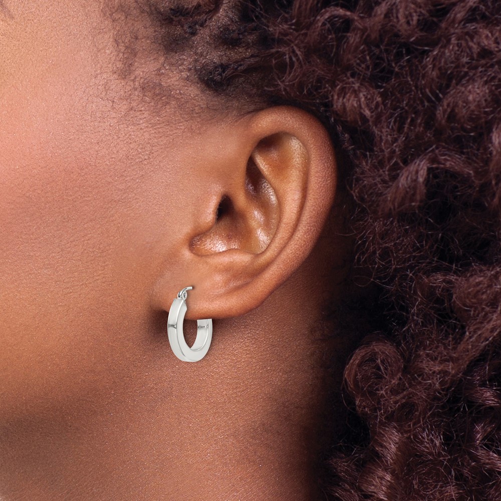 Sterling Silver 3x17mm Square Tube Hoop Earrings (QE4513SP)