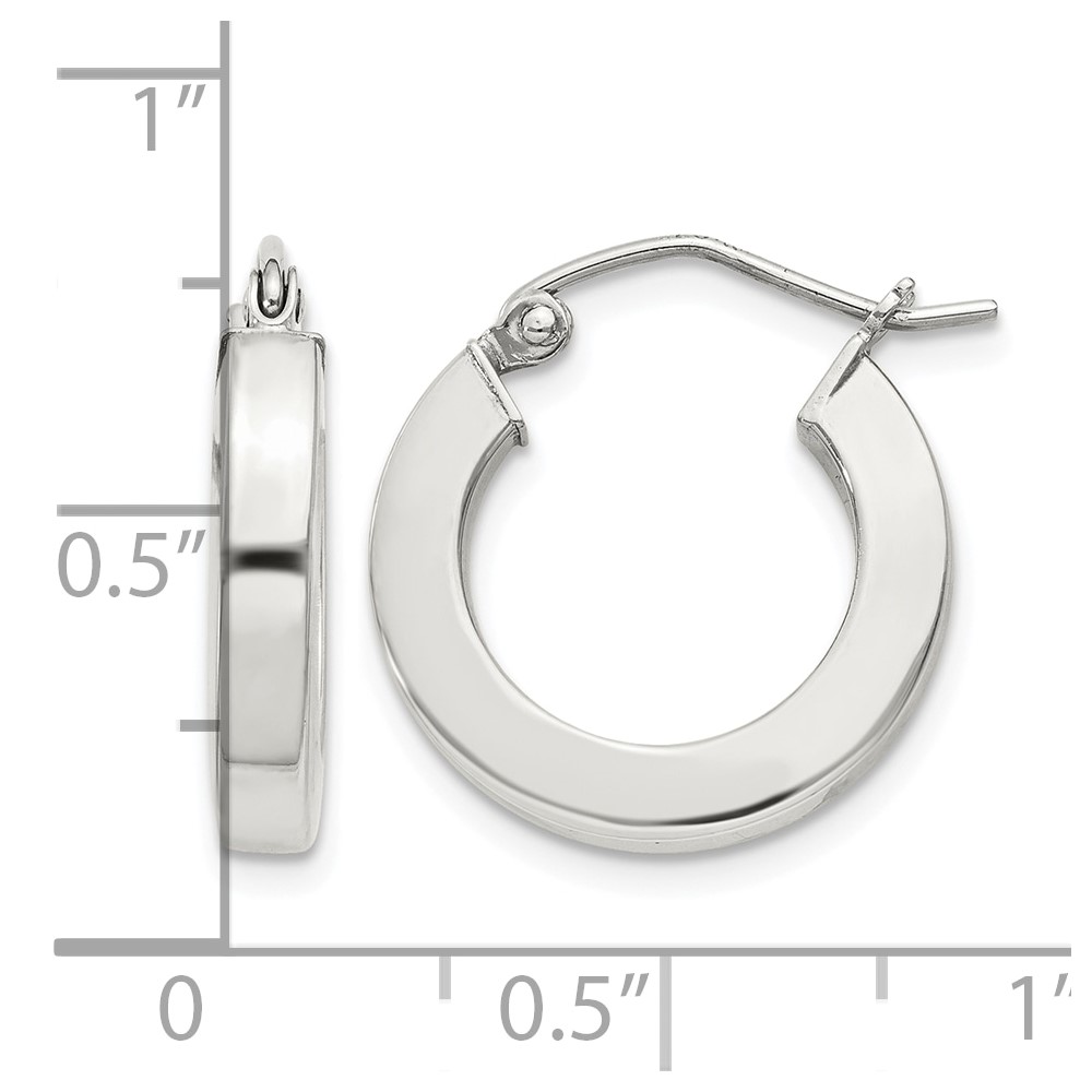 Sterling Silver 3x17mm Square Tube Hoop Earrings (QE4513SP)