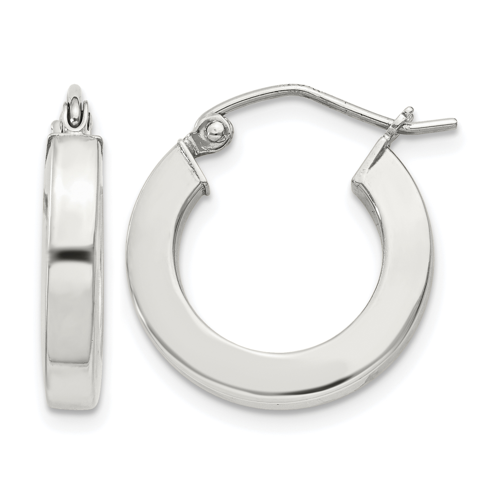 Sterling Silver 3x17mm Square Tube Hoop Earrings (QE4513SP)