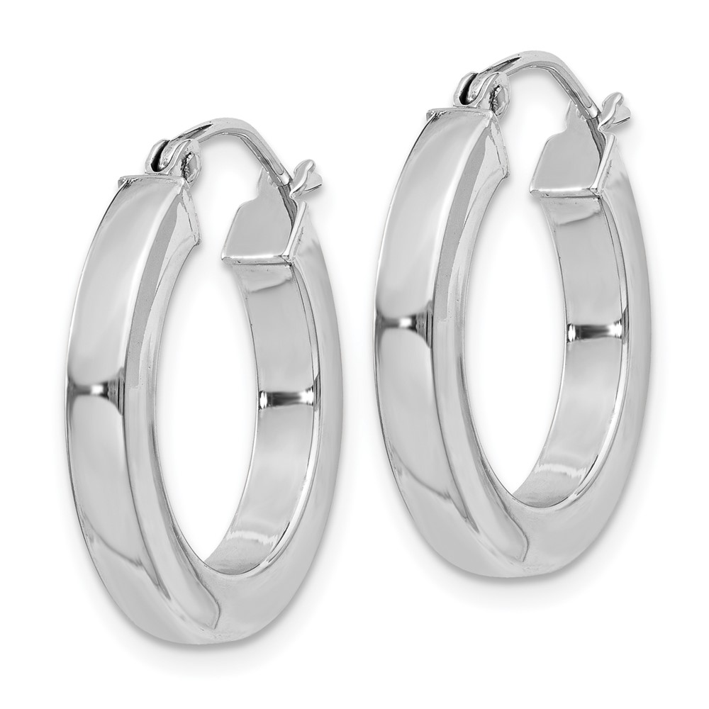 Sterling Silver Rhodium-plated 3x20mm Square Tube Hoop Earrings (QE4514)