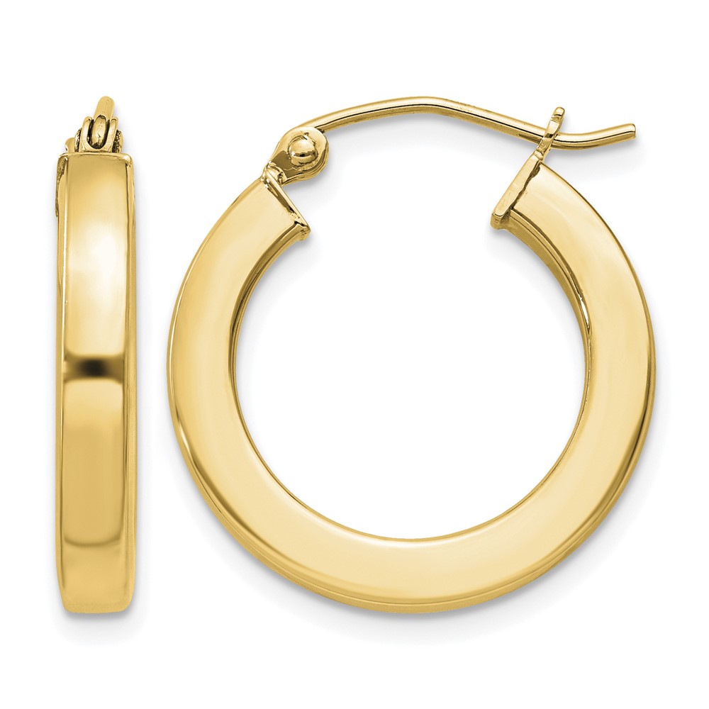 Sterling Silver Flash Gold-plated 3x20mm Square Tube Hoop Earrings (QE4514GP)