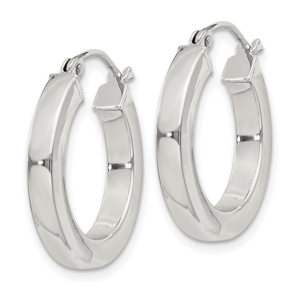 Sterling Silver 3x20mm Square Tube Hoop Earrings (QE4514SP)