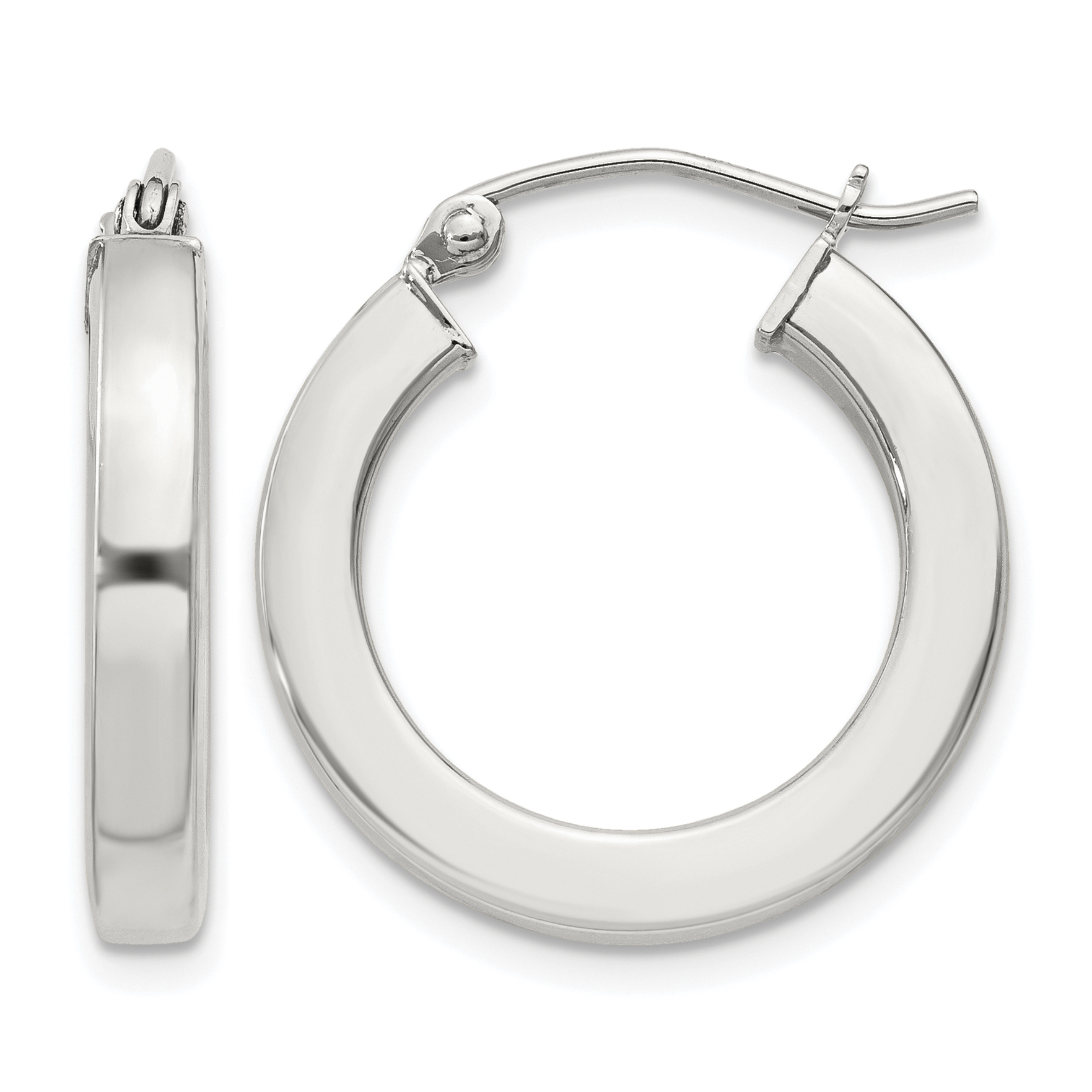 Sterling Silver 3x20mm Square Tube Hoop Earrings (QE4514SP)