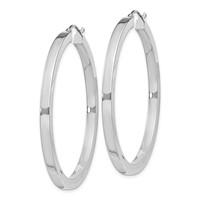 Sterling Silver Rhodium-plated 3x 45mm Square Tube Hoop Earrings view 2