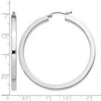 Sterling Silver Rhodium-plated 3x 45mm Square Tube Hoop Earrings view 4