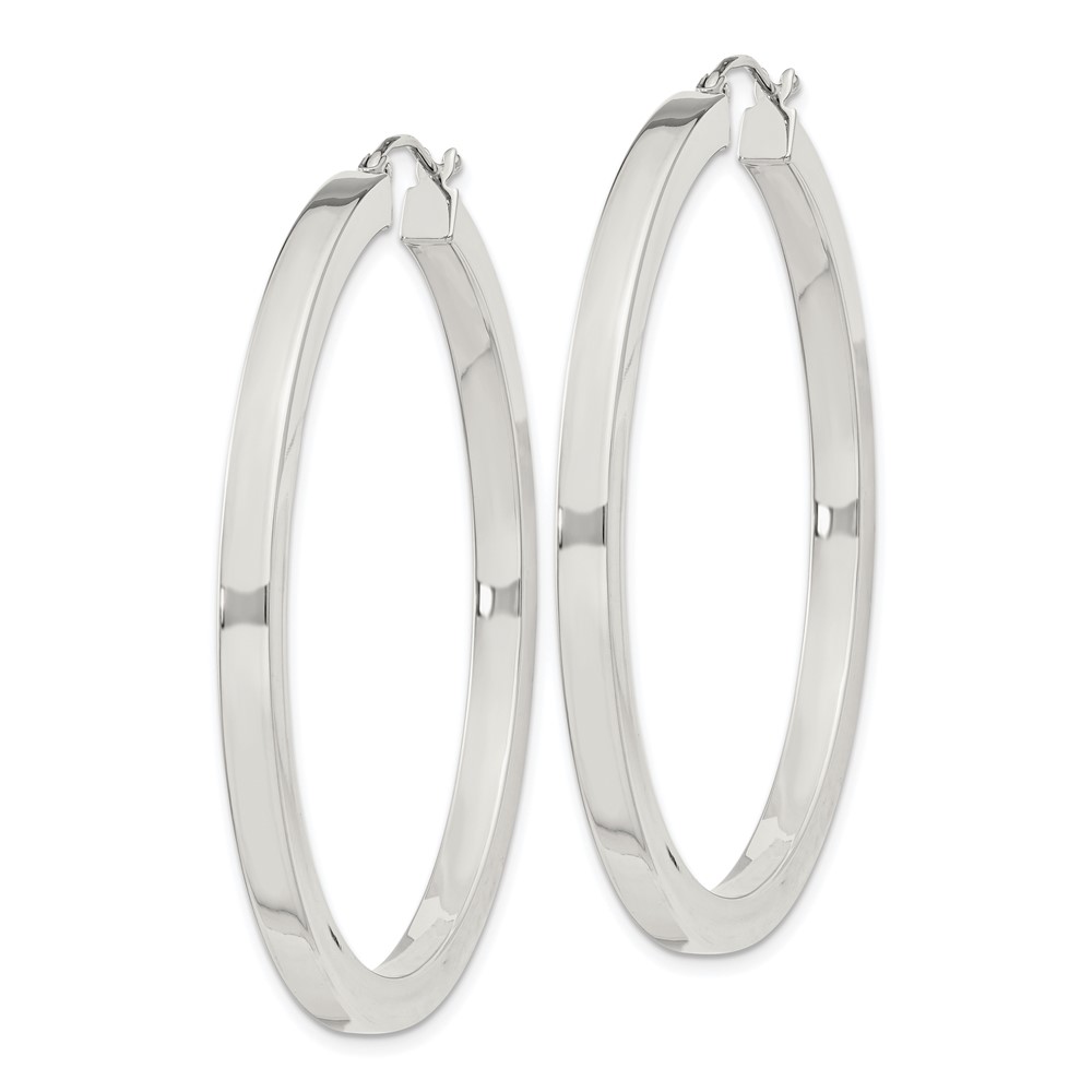 Sterling Silver 3x45mm Square Tube Hoop Earrings (QE4515SP)