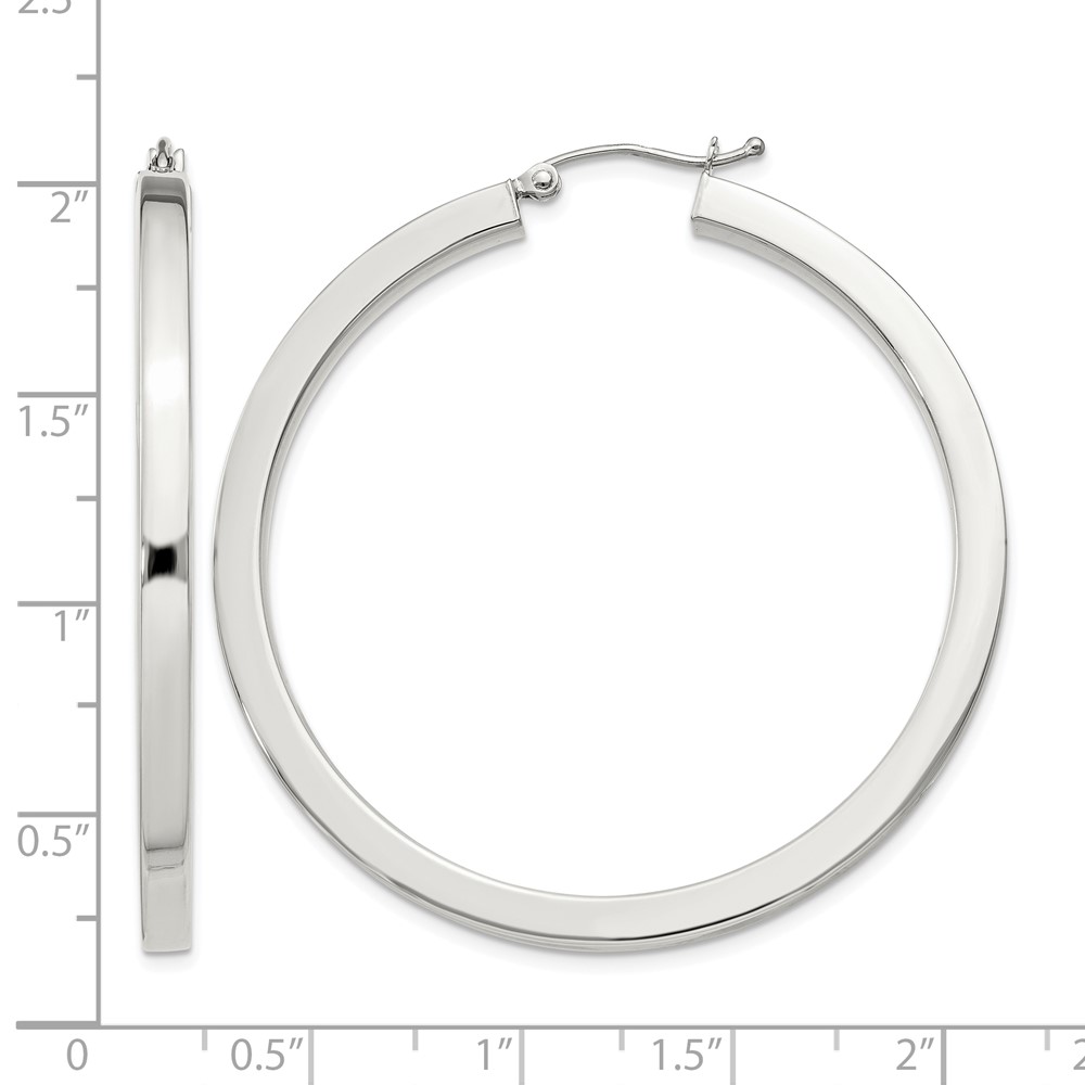 Sterling Silver 3x45mm Square Tube Hoop Earrings (QE4515SP)