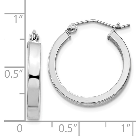Sterling Silver 3.0mm Square Tube Hoop Earrings