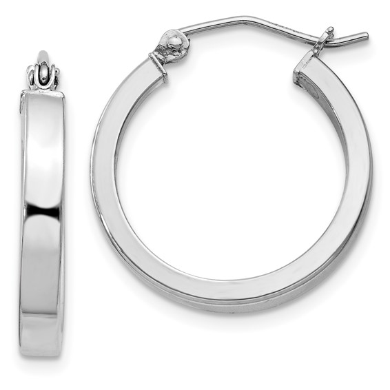Sterling Silver 3.0mm Square Tube Hoop Earrings
