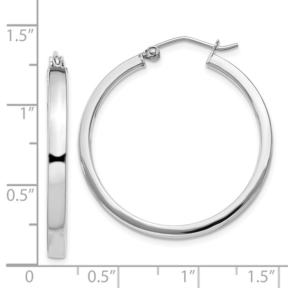 Sterling Silver 2.5mm Square Tube Hoop Earrings