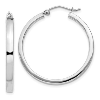 Sterling Silver 2.5mm Square Tube Hoop Earrings