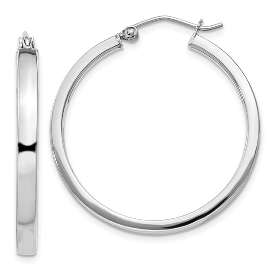 Sterling Silver 2.5mm Square Tube Hoop Earrings