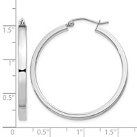 Sterling Silver RH-plated Concave 3x 1x 35mm Rectangular Tube Hoop Earrings view 4