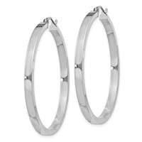 Sterling Silver RH-plated Concave 3x1x40mm Rectangular Tube Hoop Earrings view 2