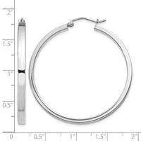 Sterling Silver RH-plated Concave 3x1x40mm Rectangular Tube Hoop Earrings view 4