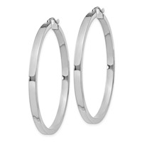 Sterling Silver RH-plated Concave 3x 1x 45mm Rectangular Tube Hoop Earrings view 2