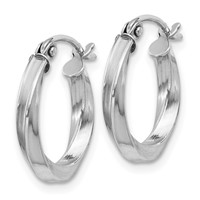 Sterling Silver Rhodium-plated Twisted 2.5x 15mmHoop Earrings view 2