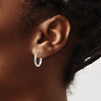 Sterling Silver Rhodium-plated Twisted 2.5x 15mmHoop Earrings view 3