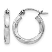 Sterling Silver Rhodium-plated Twisted 2.5x 15mmHoop Earrings view 1