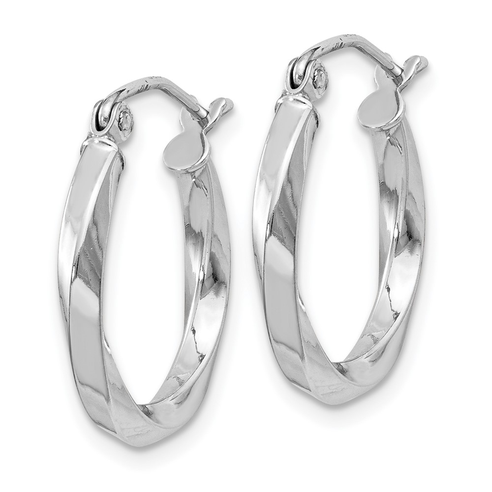 Sterling Silver Rhodium-plated Twisted 2.5x18mmHoop Earrings (QE4568)
