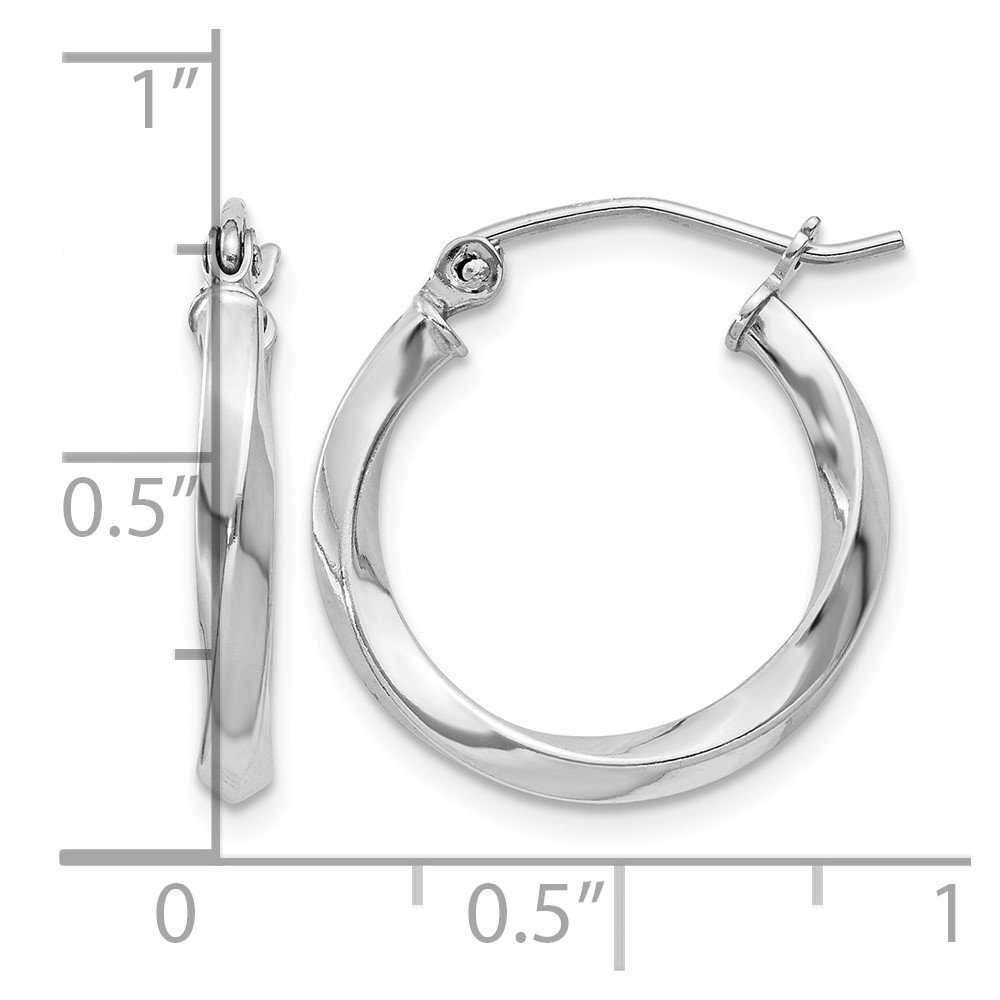 Sterling Silver Rhodium-plated Twisted 2.5x18mmHoop Earrings (QE4568)