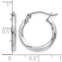 Sterling Silver Rhodium-plated Twisted 2.5x18mmHoop Earrings view 4