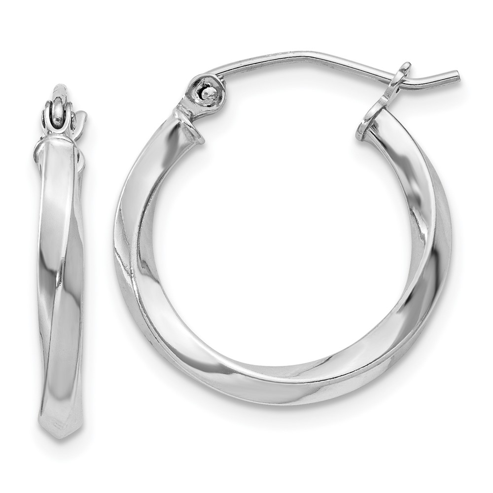 Sterling Silver Rhodium-plated Twisted 2.5x18mmHoop Earrings (QE4568)