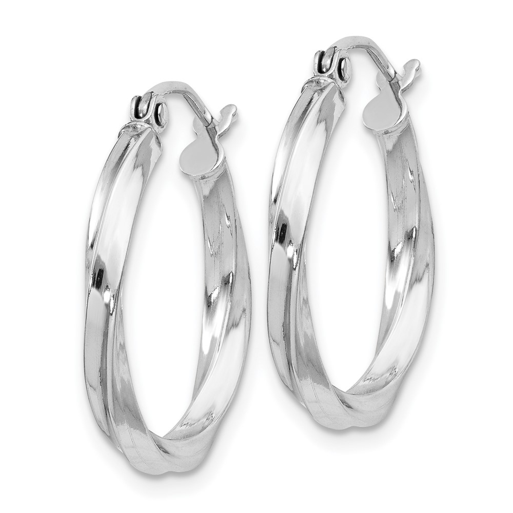 Sterling Silver Rhodium-plated Twisted 2.5x20mmHoop Earrings (QE4569)