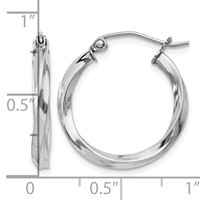 Sterling Silver Rhodium-plated Twisted 2.5x 20mmHoop Earrings view 4