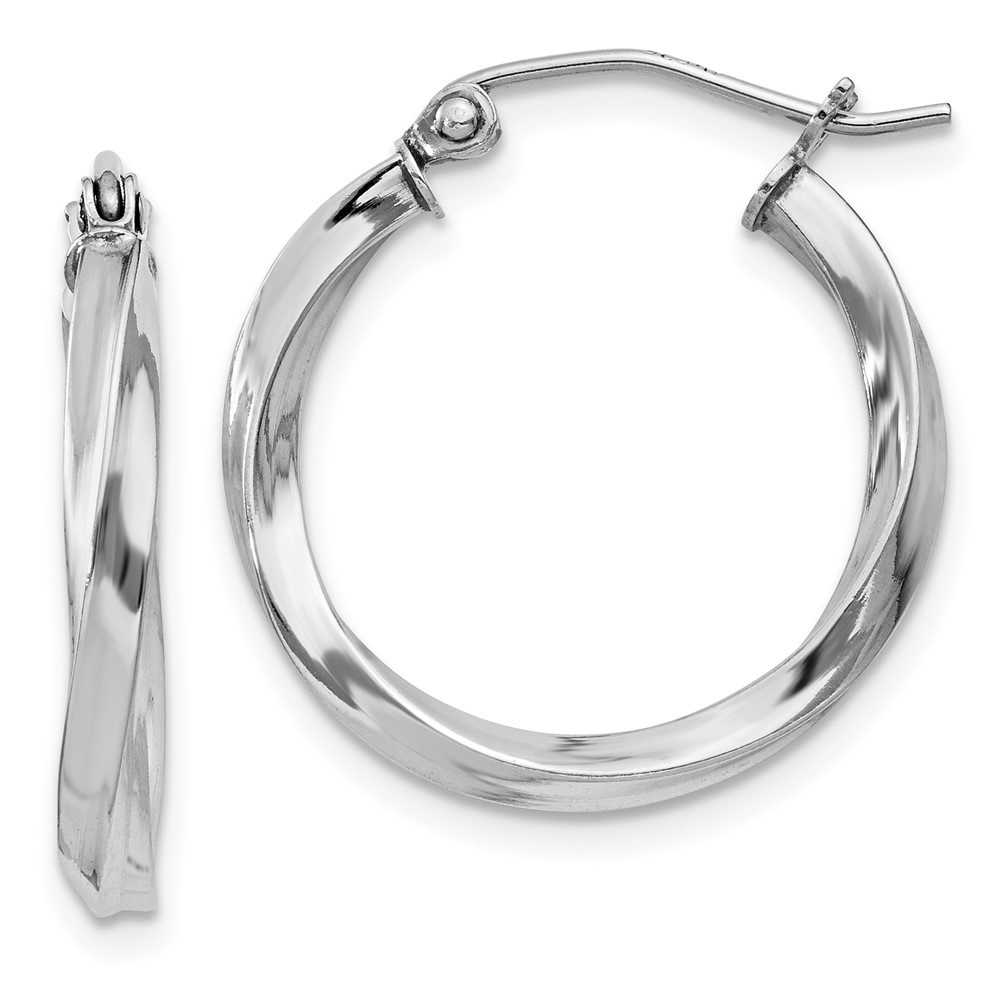 Sterling Silver Rhodium-plated Twisted 2.5x20mmHoop Earrings (QE4569)