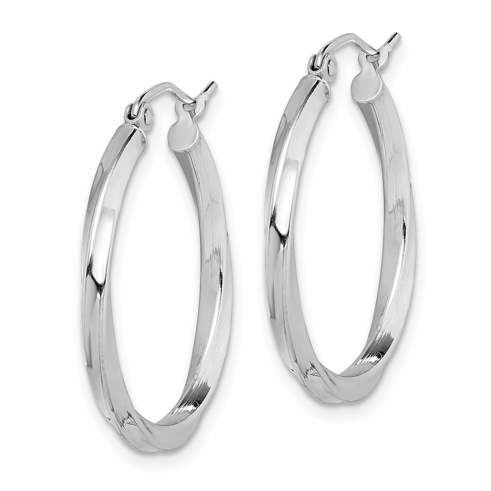 Sterling Silver Rhodium-plated Twisted 2.5x25mmHoop Earrings (QE4571)