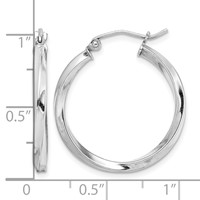Sterling Silver Rhodium-plated Twisted 2.5x25mmHoop Earrings view 4