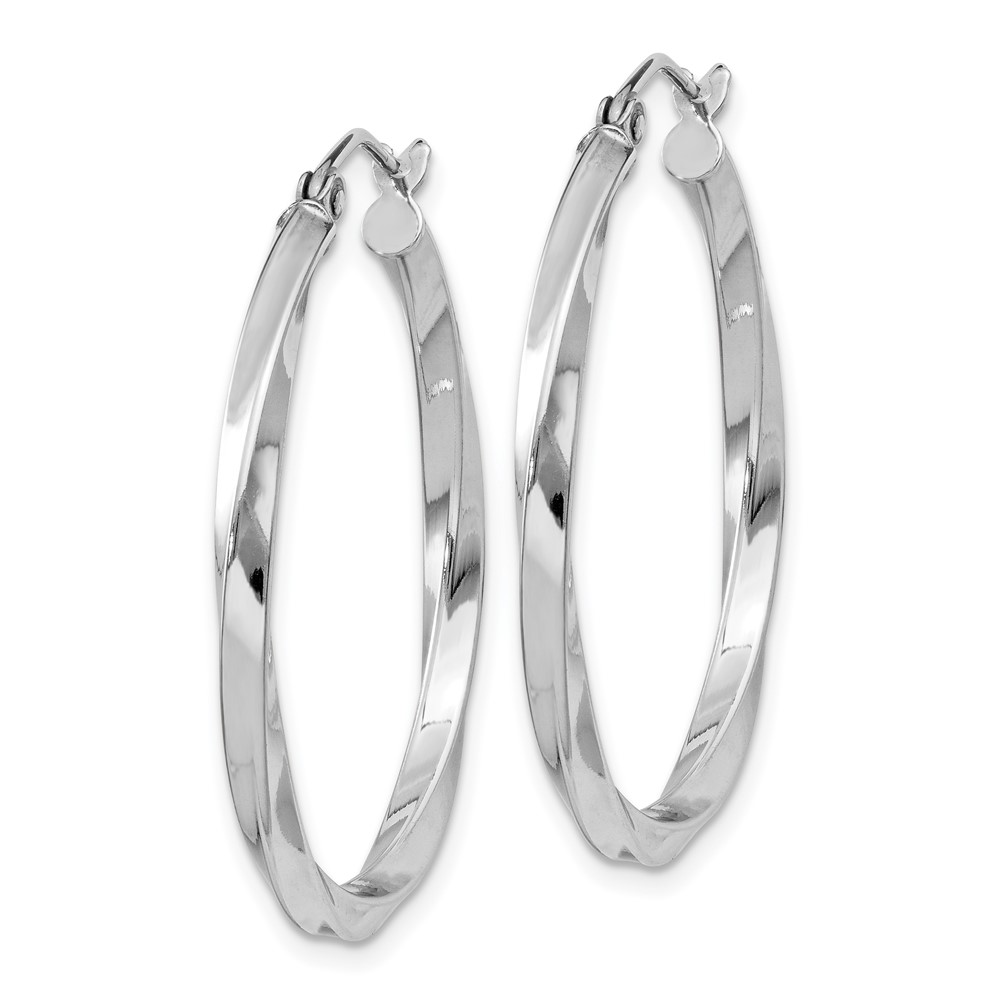 Sterling Silver Rhodium-plated Twisted 2.5x30mmHoop Earrings (QE4572)