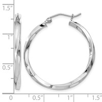 Sterling Silver Rhodium-plated Twisted 2.5x30mmHoop Earrings view 4